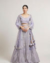 Ethereal Lilac Net Crop Top Bridal Lehenga with All Over Mirror Work