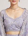 Mohey Women Ethereal Lilac Net Crop Top Bridal Lehenga with All Over Mirror Work