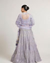 Mohey Women Ethereal Lilac Net Crop Top Bridal Lehenga with All Over Mirror Work