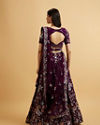 alt message - Mohey Women Wine Floral Embroidered Sequinned Lehenga image number 4