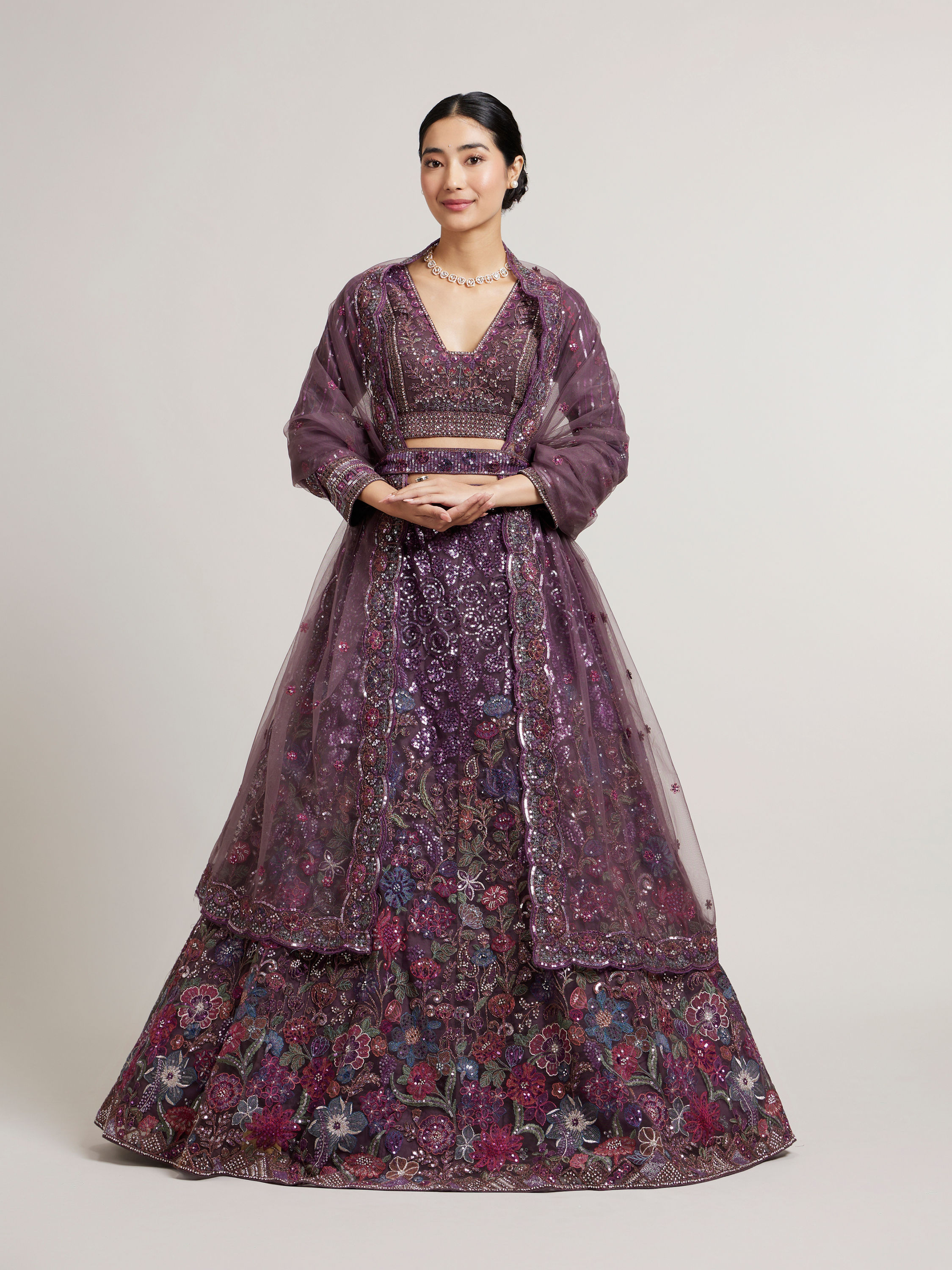 Mohey Women Exquisite Embroidered Net Lehenga