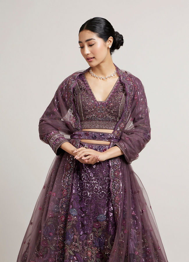 Mohey Women Exquisite Embroidered Net Lehenga