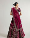 Mohey Women Dark Wine Bel Buti Patterned Lehenga with Aari Embroidery