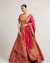Mohey Women Mustard Yellow Sequinned Benarasi Lehenga with Paisley