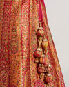Mohey Women Mustard Yellow Sequinned Benarasi Lehenga with Paisley