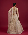 Mohey Women Soft Cream Rhinestone Embellished Lehenga with Fern and Jaal Patterns image number 4