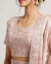 Mohey Women Blush Pink Lehenga with Imperial Motifs And Sequin Work And Potli Trims