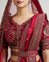 Mohey Women Maroon Red Aari Embroidered Bridal Lehenga with Peacock & Floral Motifs image number 3