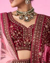 Mohey Women Velvety Maroon Bridal Lehenga