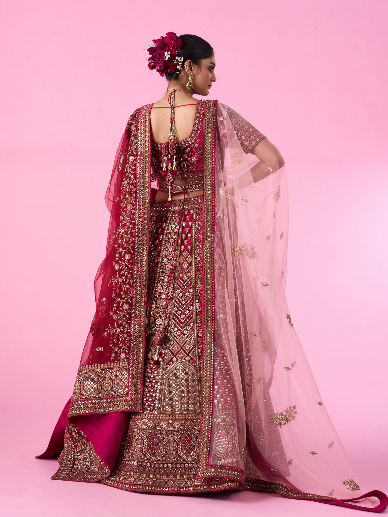 Mohey Women Velvety Maroon Bridal Lehenga