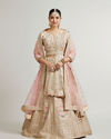 Soft Cream Floral Embroidered Lehenga with Sequin Work And Pillow Trim Latkans