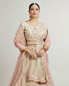 Mohey Women Soft Cream Floral Embroidered Lehenga with Sequin Work and Pillow Trim Latkans image number 1