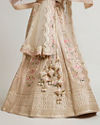 Mohey Women Soft Cream Floral Embroidered Lehenga with Sequin Work And Pillow Trim Latkans