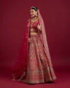 Mohey Women Rani Pink Floral Embroidered Lehenga with Pillow Trim Latkans image number 2