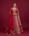 Rani Pink Floral Embroidered Lehenga with Sequin Work And Pillow Trim Latkans