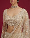 Mohey Women Soft Beige Scallop Patterned Lehenga with Sequin Embroidery