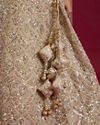 Mohey Women Soft Beige Scallop Patterned Lehenga with Sequin Embroidery