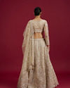 Mohey Women Soft Beige Scallop Patterned Lehenga with Sequin Embroidery