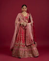 Rani Red Floral Embroidered Lehenga with Sequin Work