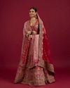 Mohey Women Rani Red Floral Embroidered Lehenga with Sequin Work image number 2