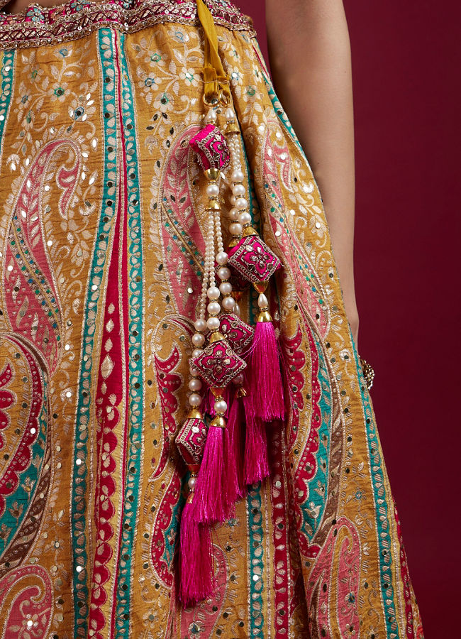 Mohey Women Radiant Yellow Silk Lehenga Set with Dupatta