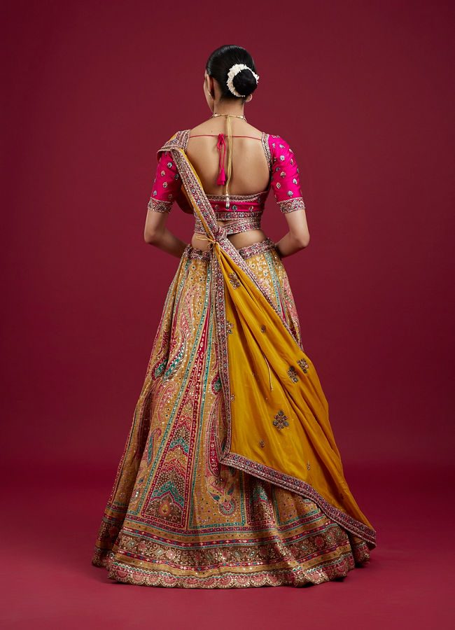 Mohey Women Radiant Yellow Silk Lehenga Set with Dupatta