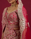 Mohey Women Scarlet Red Embroidered Lehenga with Stone Work, Peacock and Bel Buti Motifs image number 3