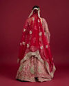 Mohey Women Scarlet Red Embroidered Lehenga with Stone Work, Peacock and Bel Buti Motifs image number 5