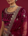 Mohey Women Wine Velvet Bliss Lehenga