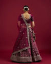 Mohey Women Wine Velvet Bliss Lehenga image number 4