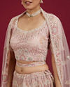 Mohey Women Blush Pink Floral Embroidered Lehenga with Sequin and Rhinestone Embellishment