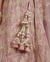 Mohey Women Blush Pink Floral Embroidered Lehenga with Sequin and Rhinestone Embellishment