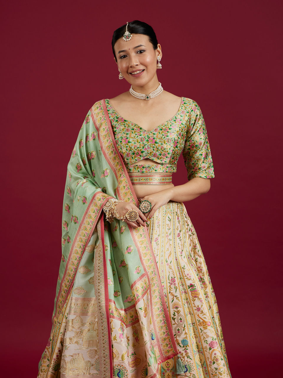 Mohey Women Creamy Elegance Lehenga