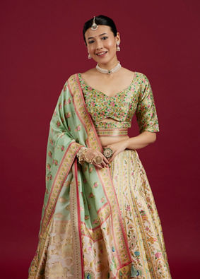 Mohey Women Creamy Elegance Lehenga