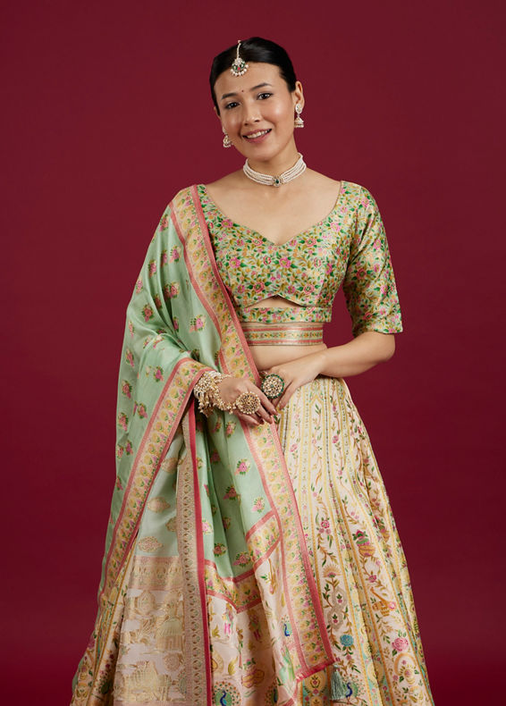 Mohey Women Creamy Elegance Lehenga