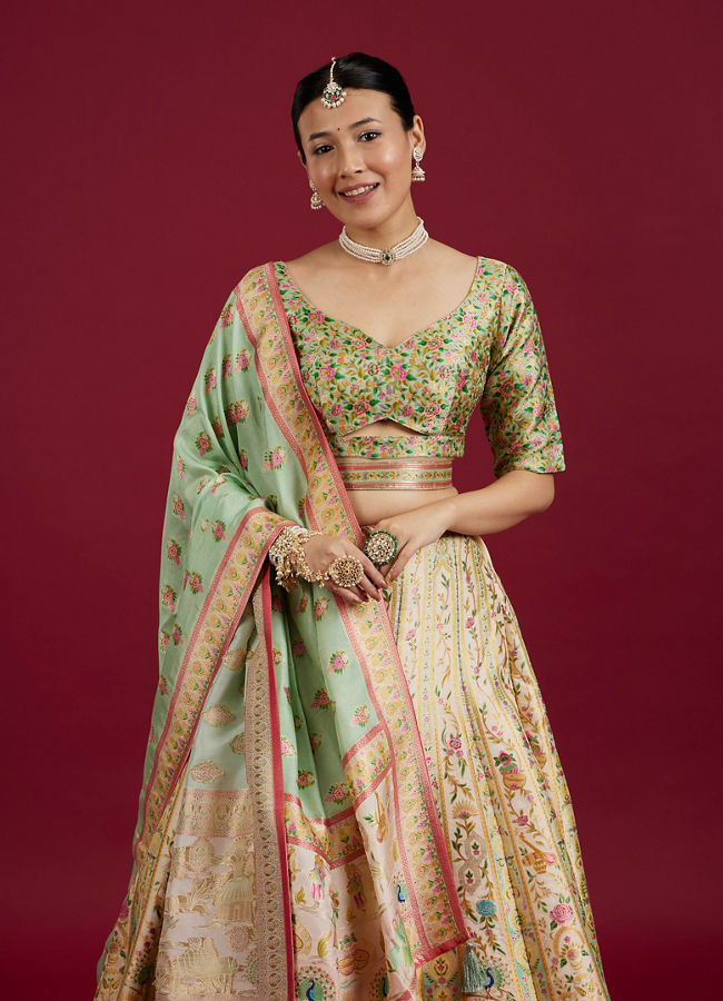 Mohey Women Creamy Elegance Lehenga