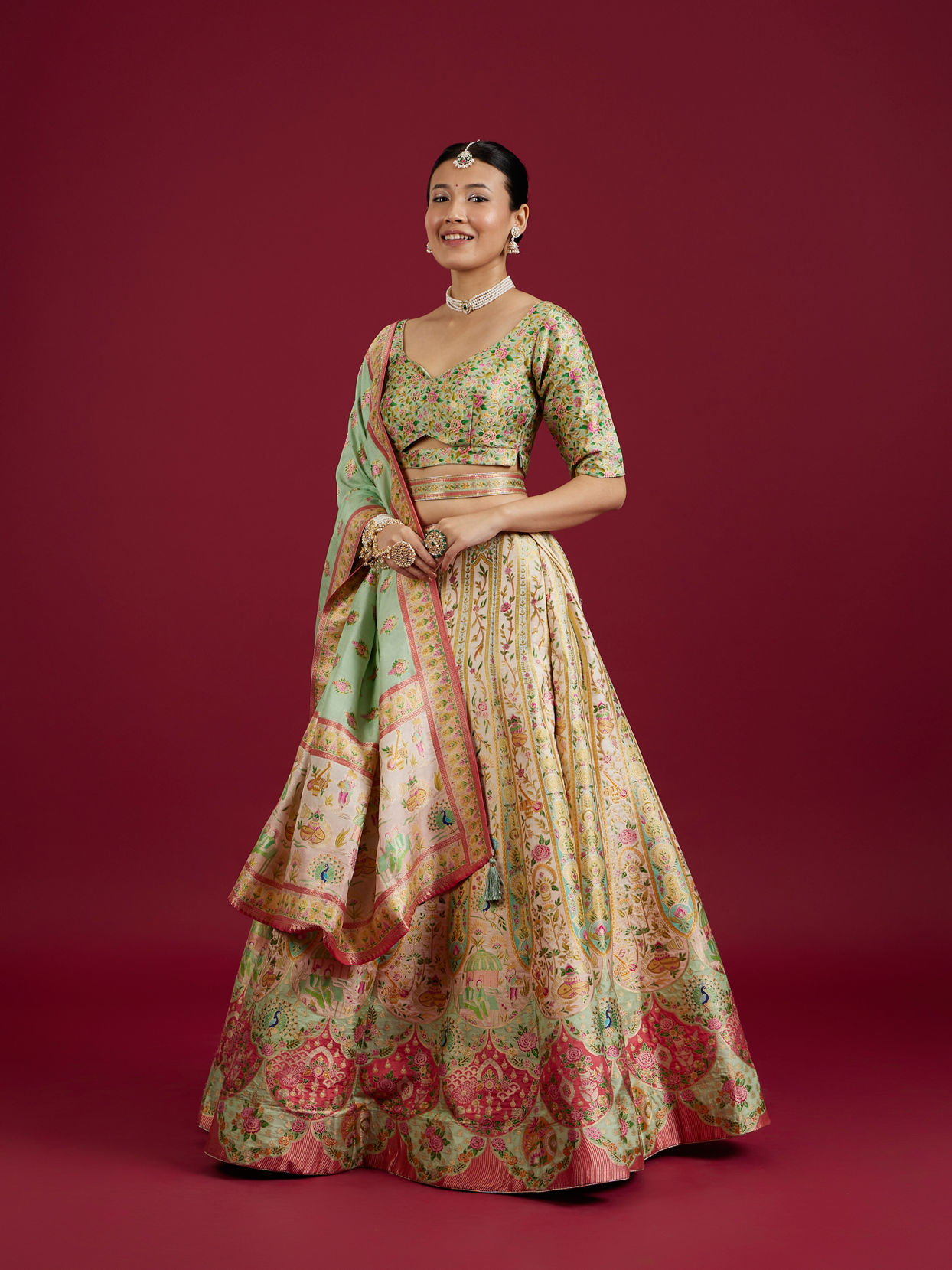 Mohey Women Creamy Elegance Lehenga