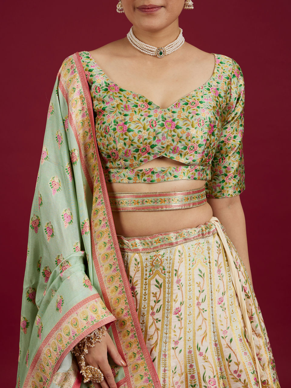 Mohey Women Creamy Elegance Lehenga