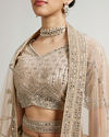 Mohey Women Soft Fawn Chevron Patterned Bridal Lehenga with Cutdana, Sequin & Mirror Work image number 3