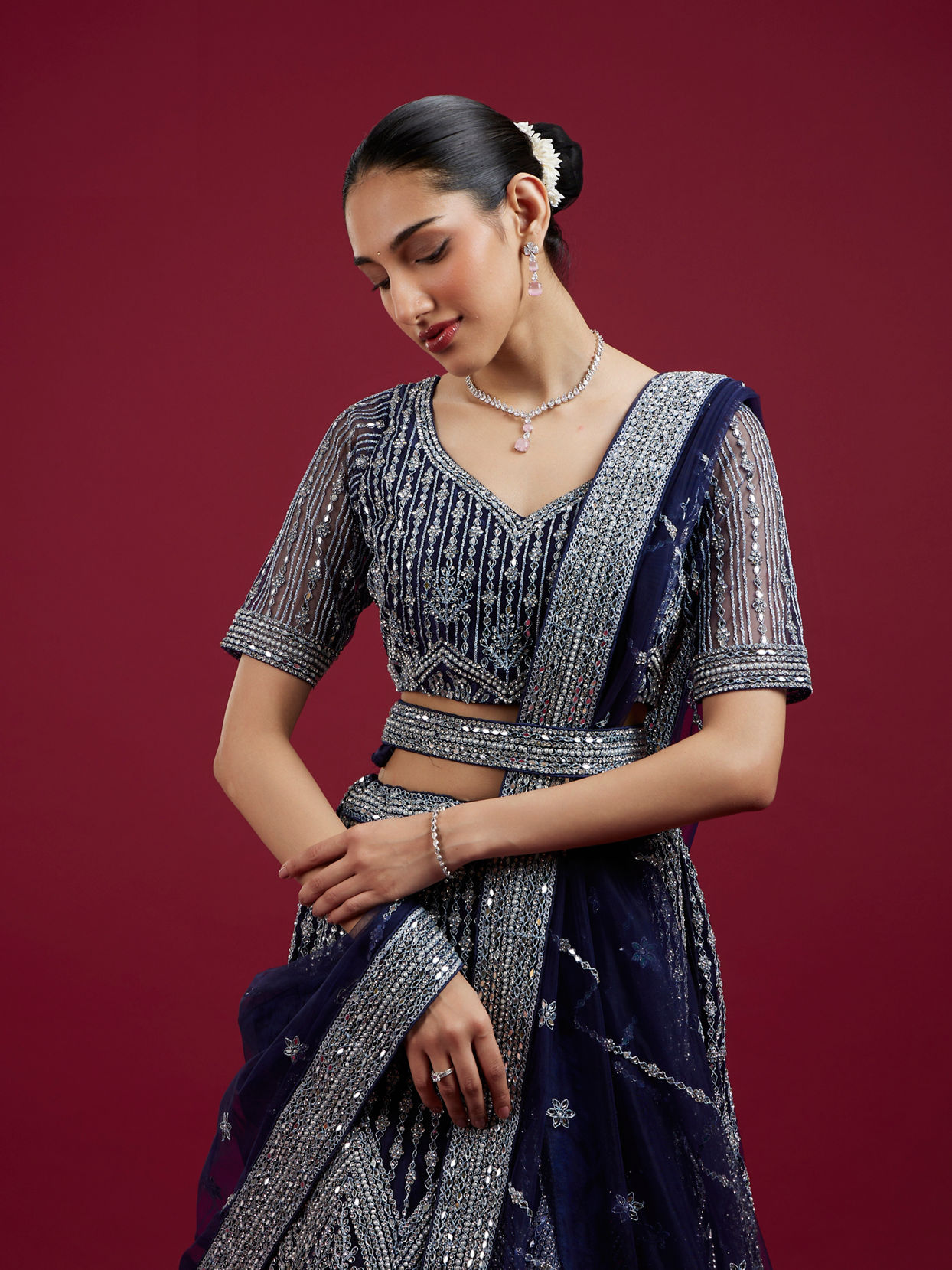 Mohey Women Indigo Blues Regalia Lehenga