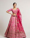 Rani Pink Lehenga with Botanical Patterns