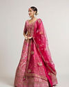 Mohey Women Rani Pink Lehenga with Botanical Patterns