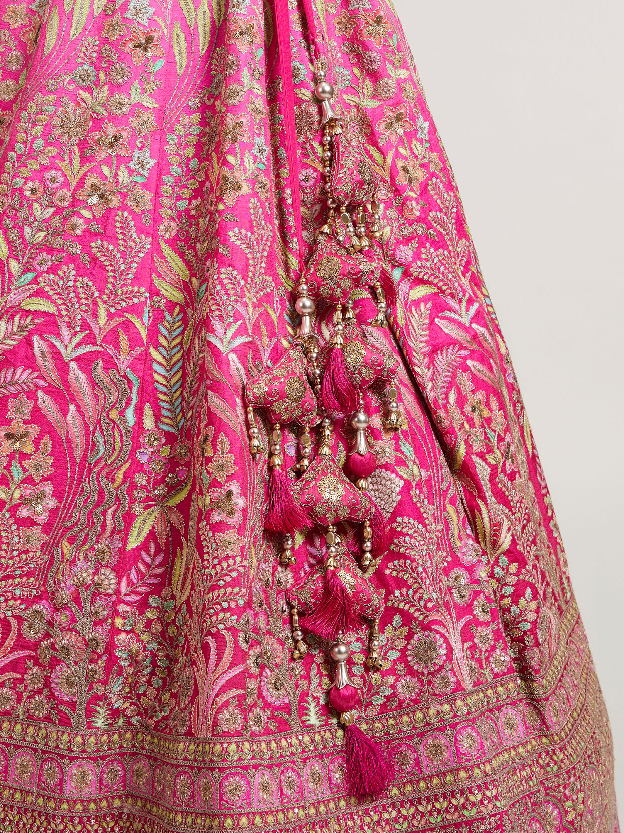 Mohey Women Rani Pink Lehenga with Botanical Patterns