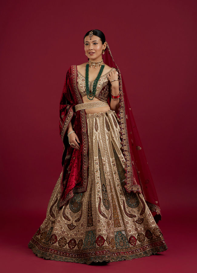 Mohey Women Radiant Cream Splendor Lehenga
