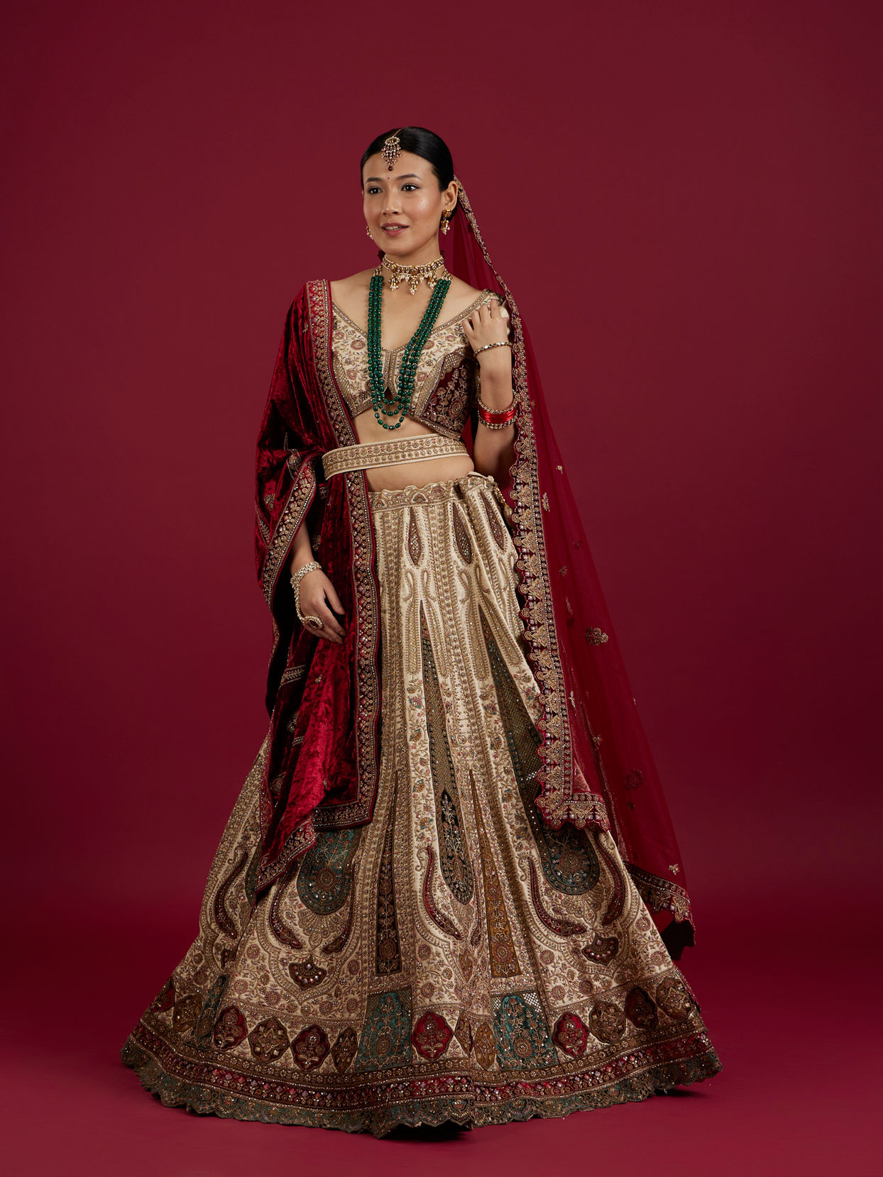 Mohey Women Radiant Cream Splendor Lehenga