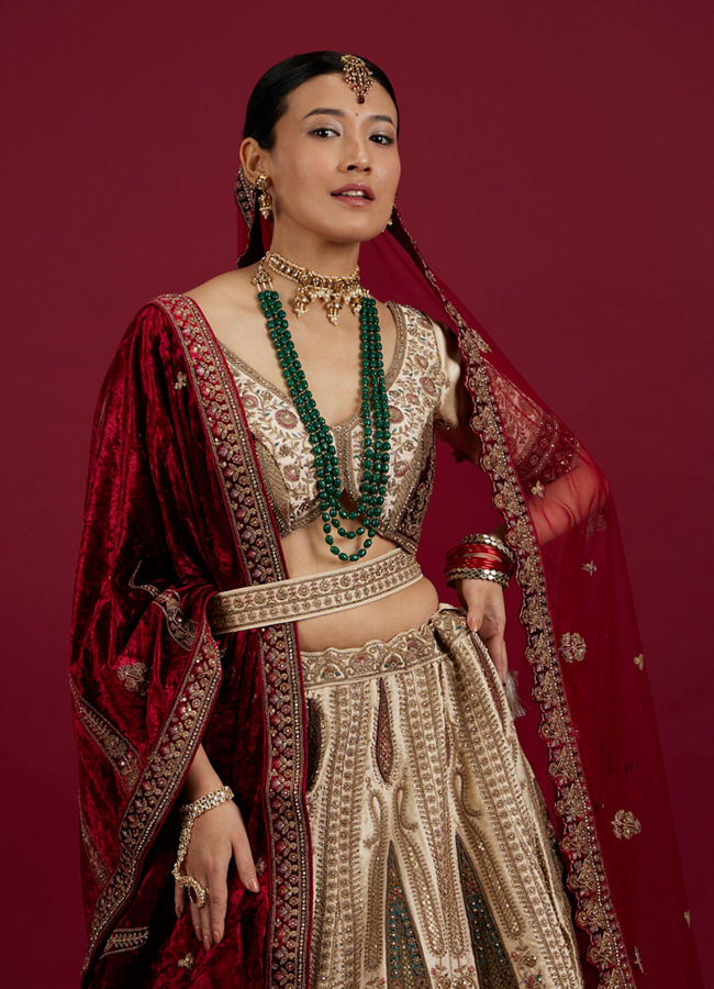 Mohey Women Radiant Cream Splendor Lehenga