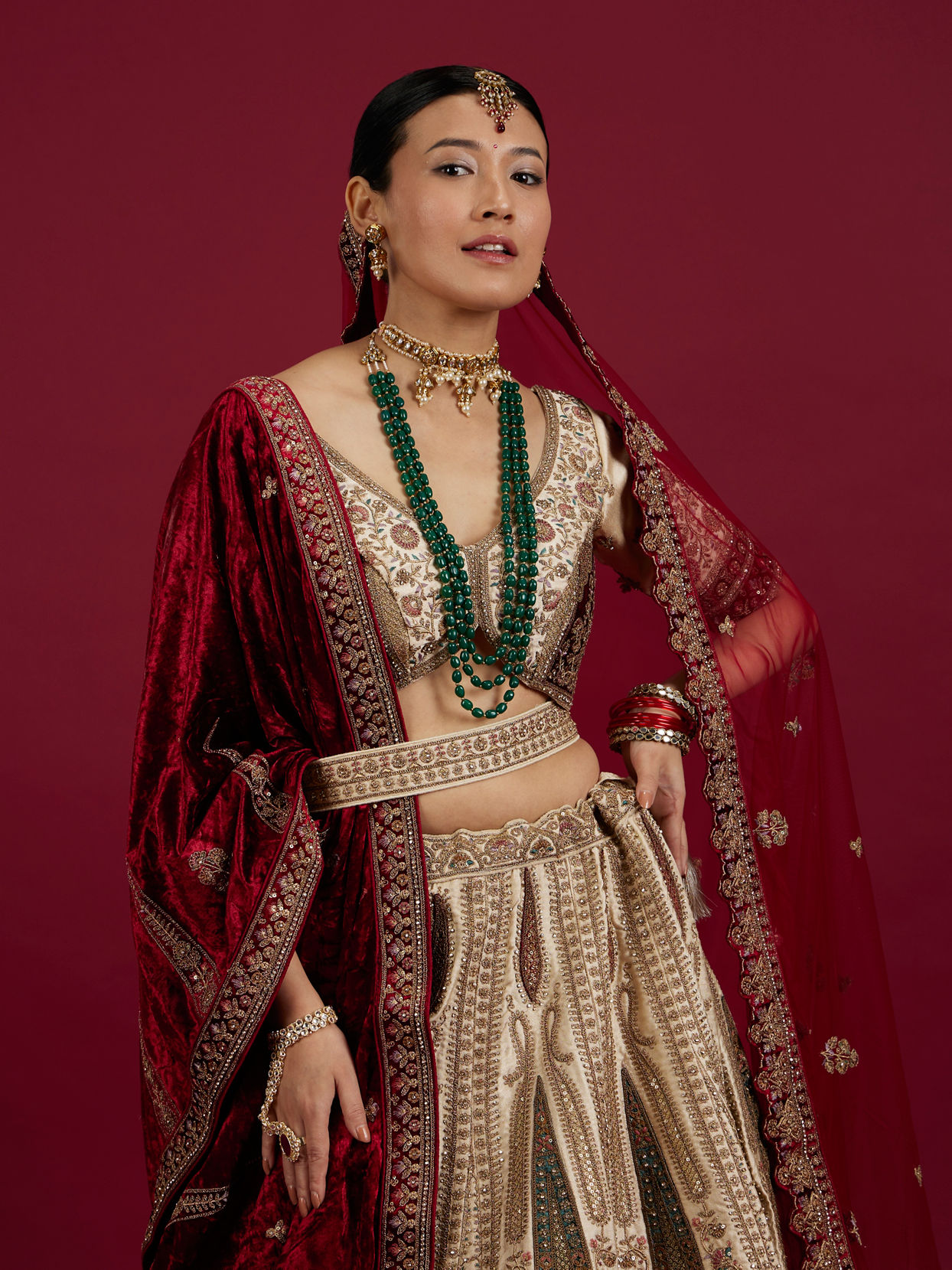 Mohey Women Radiant Cream Splendor Lehenga