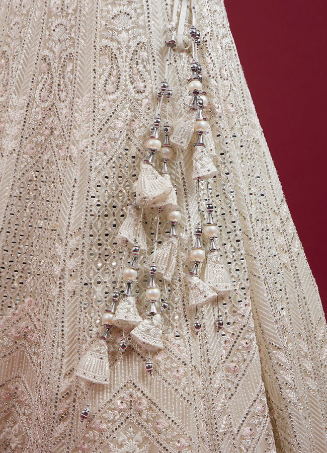 Mohey Women Cream Ensemble Elegance Lehenga