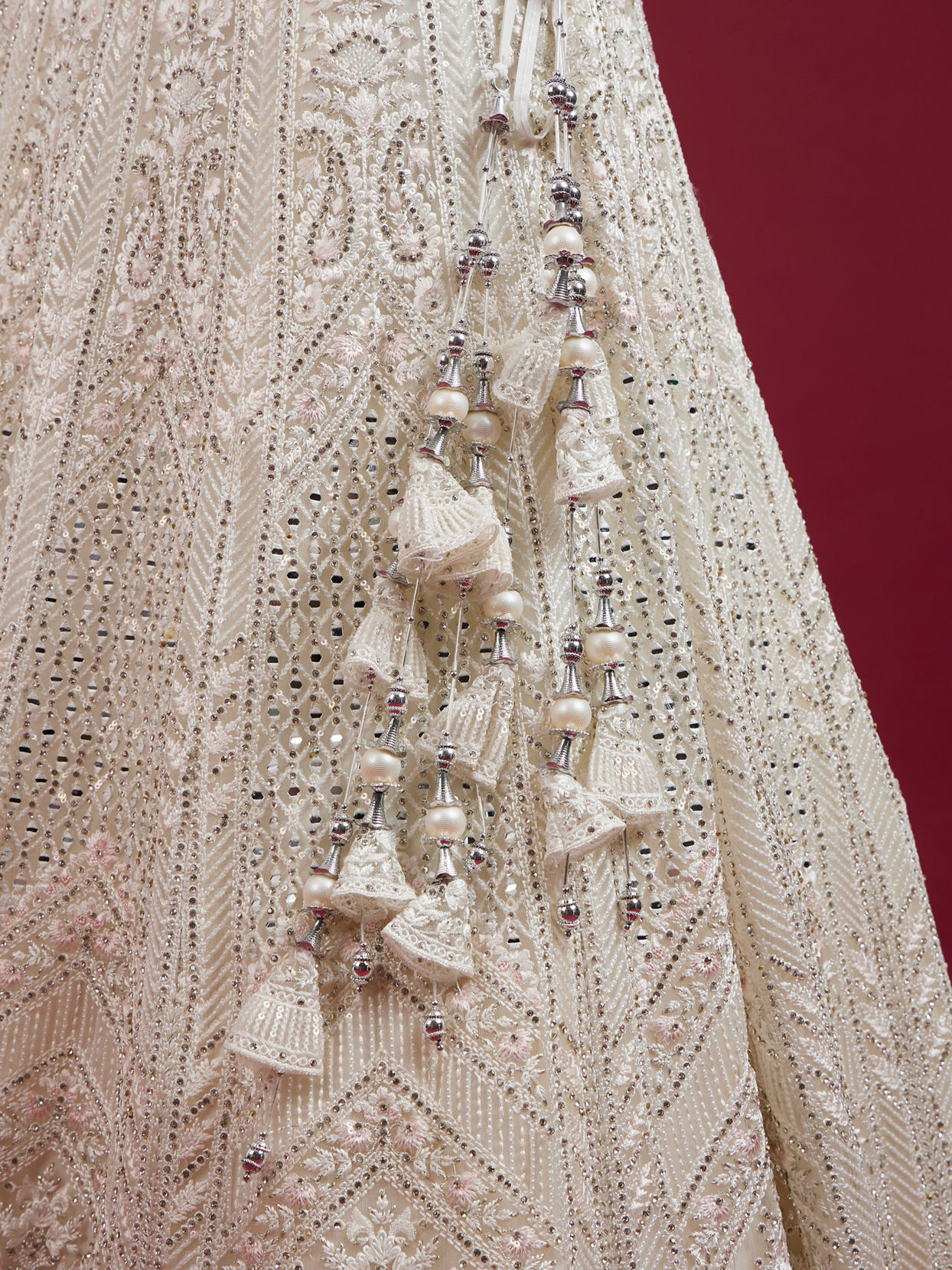 Mohey Women Cream Ensemble Elegance Lehenga