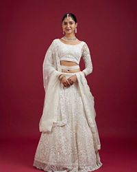 Mohey Women Cream Ensemble Elegance Lehenga
